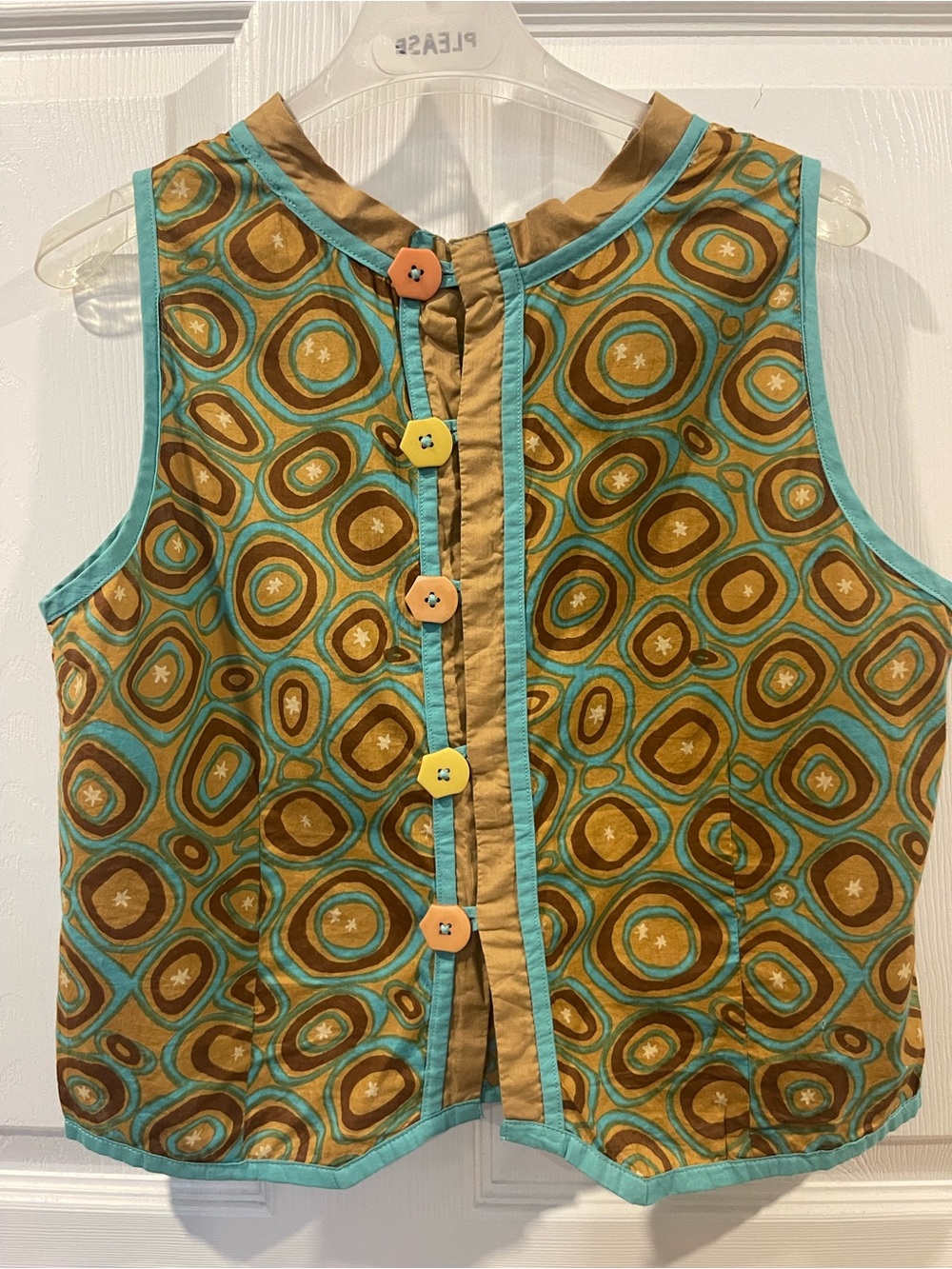 Vintage 90’s Y2k Abstract Crop Top Sleeveless Patchwork (40) medium boho vintage - Picture 2 of 9